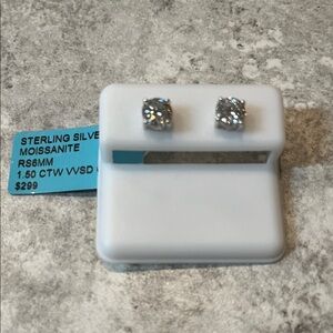 Sterling Silver Moissanite Stud Earrings - White